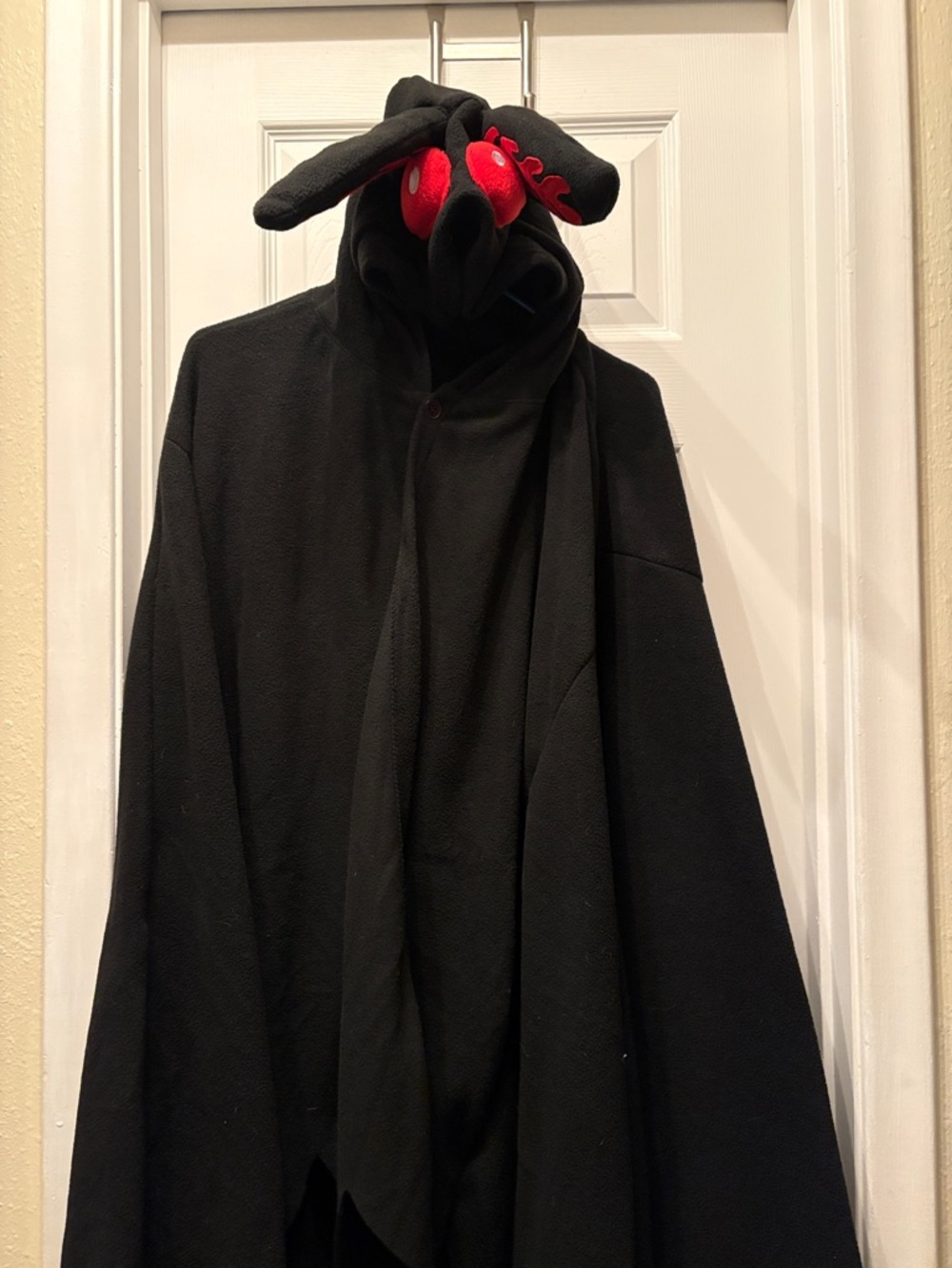 Mothman Black Hooded Costume with Red Eye Details one size cloak unisex